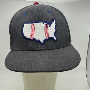 Baseballism Snapback Hat USA Baseball‎ Flag Patch Gray Red Adjustable Cap